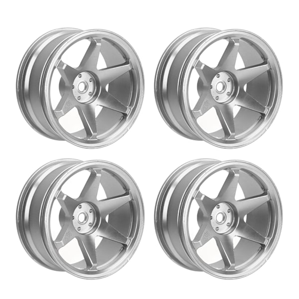 4 st RC Hjulnav Återanvändbar CNC-bearbetning Aluminiumlegering RC Hjul Fälgar för 1/10 RC Biltillbehör Silver
