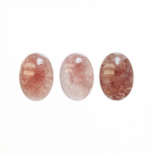 Cabochon, naturlig "jordgubbskvarts", 13x18mm oval, 1st rosa