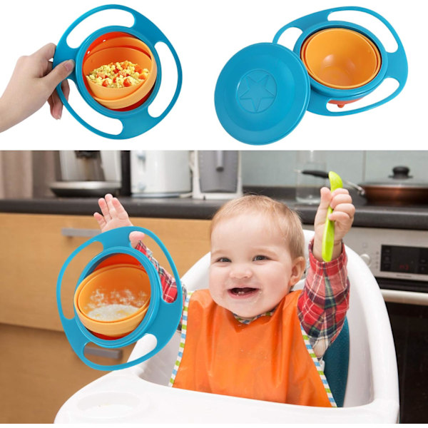 Gyro Bowl Anti Spill Bowl Smooth 360 Degrees Dining Entertaining, Bowl Sets,Toddler Bowls, Non Spill Feeding Toddler, 360 Rotation Gyroscopic Bowl