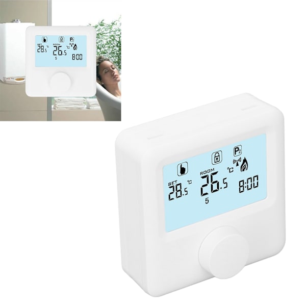 Digital Temperaturregulator LCD-Display Programmerbar Termostat för Panna Vit 30‑230VDC