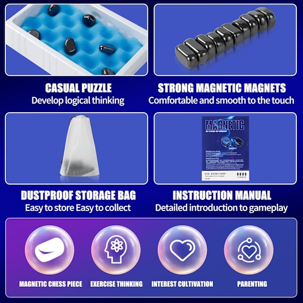 Magnetiskt Schackspel - Magnetiskt Brädspel - Roligt Magnetiskt Brädspel - Pusselstrategispel - Julgåva till Barn