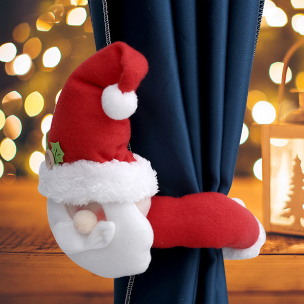 Christmas Curtain Buckle Tieback Set of 2, Santa Snowman Elk