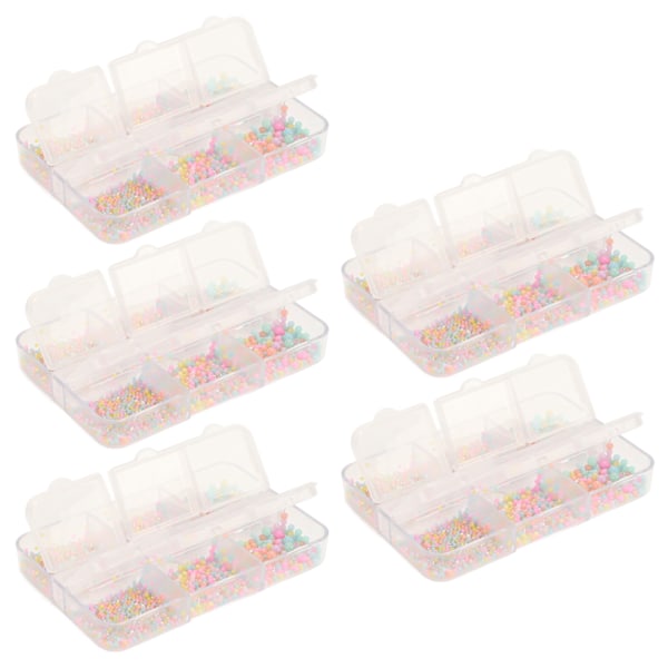 5 Ask Nageldekorationspärlor Glitter Attraktiv Bärbar Plastmaterial Flera Storlekar Mini DIY Manikyrkonstpärlor för Dekoration