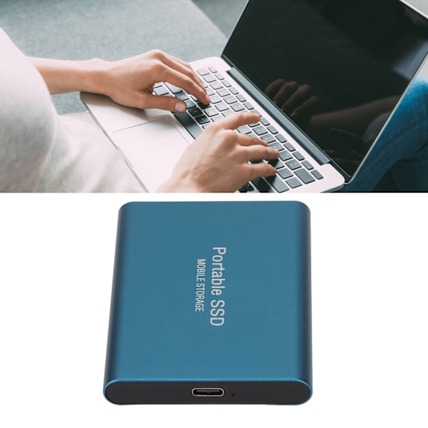 Extern SSD Tålig Slitstark USB3.1 Överföring Kompakt Portabel Bekväm Praktisk Enhet för Win10 för IOSBlå 2TB