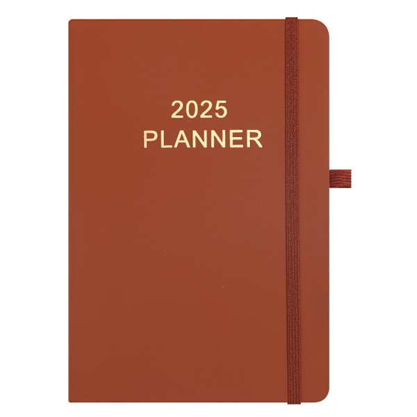 2025 Vecko- & Månadsplanerare med Hårt Omslag (Röd), 12 Månader (Januari 2025 - December 2025), Vecko- & Månadsuppslag, Inkluderar Extra Anteckningssidor brown