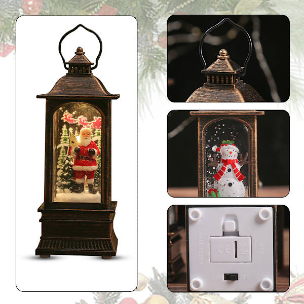 Christmas Light-Up Snow Globe Lantern,  Santa with Little Girl