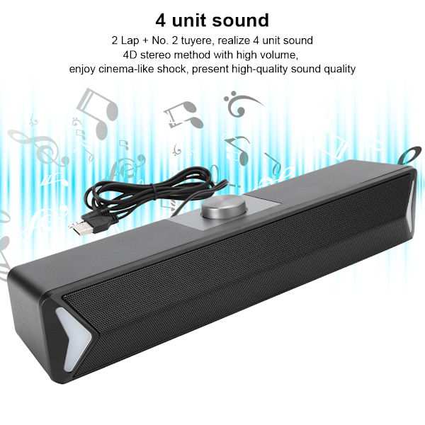 SADA Högtalare Hem Skrivbord Mini Subwoofer Oberoende Roterande Volymknapp Högtalare D6Svart
