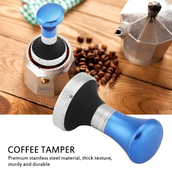 Justerbar kaffepress i rostfritt stål med platt bas för espresso