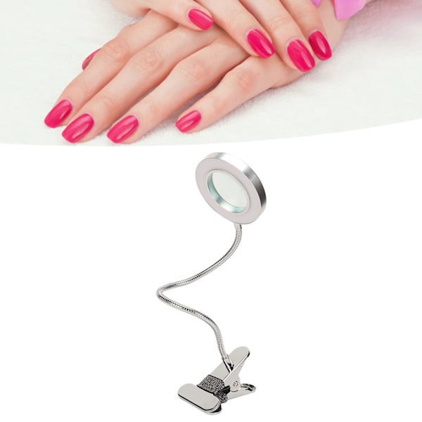 Bärbar och flexibel LED-skrivbordslampa, ögonskyddande ljus med klämma, varmt ljus vitt ljus justerbart för tatuering nagelkonst (stöder 360 grader)
