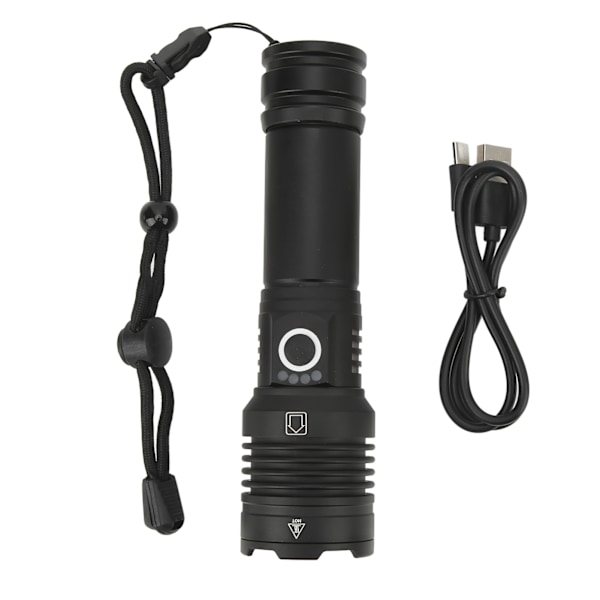 Bärbar Taktisk Ficklampa, Super Stark 1000Lm Hög Lumen Uppladdningsbar Ficklampa, Vattentät Zoombar LED-lampa, Fem Lägen Stöttålig Justerbar
