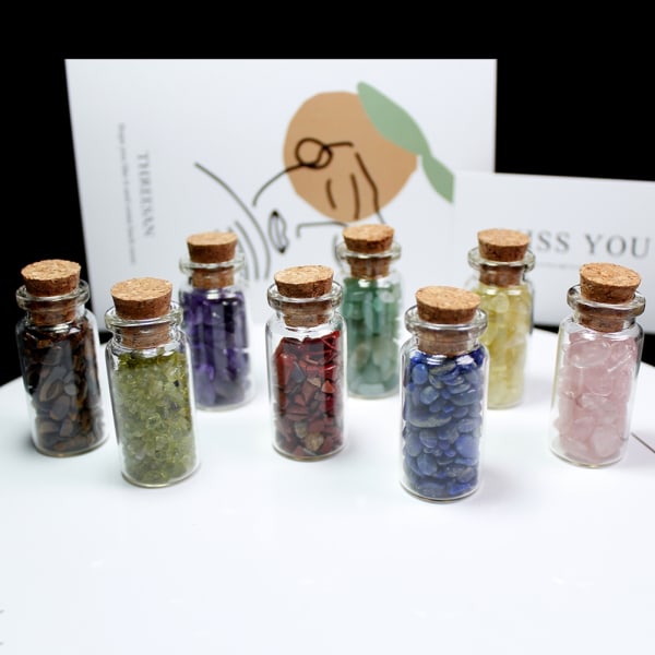 15 st mini önskeflaskor chip sten set kristall tumlad reiki