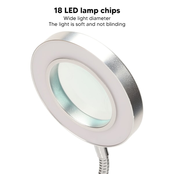 Bärbar och flexibel LED-skrivbordslampa, ögonskyddande ljus med klämma, varmt ljus vitt ljus justerbart för tatuering nagelkonst (stöder 360 grader)
