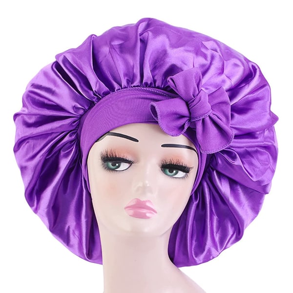 Satin Bonnet Silk Bonnet med elastiskt knytband Justerbar