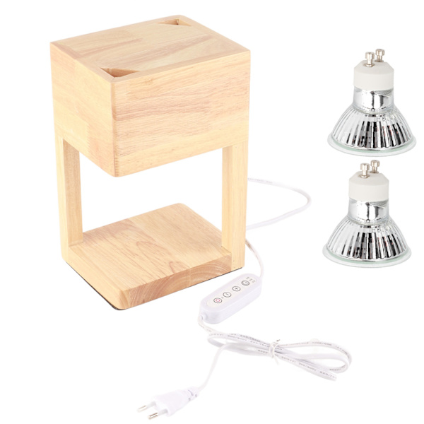 Doftljusvärmare Lampa Doftande Vaxsmältning Dimbar Trä Ljusvärmare Lykta för Sovrum 110‑240V