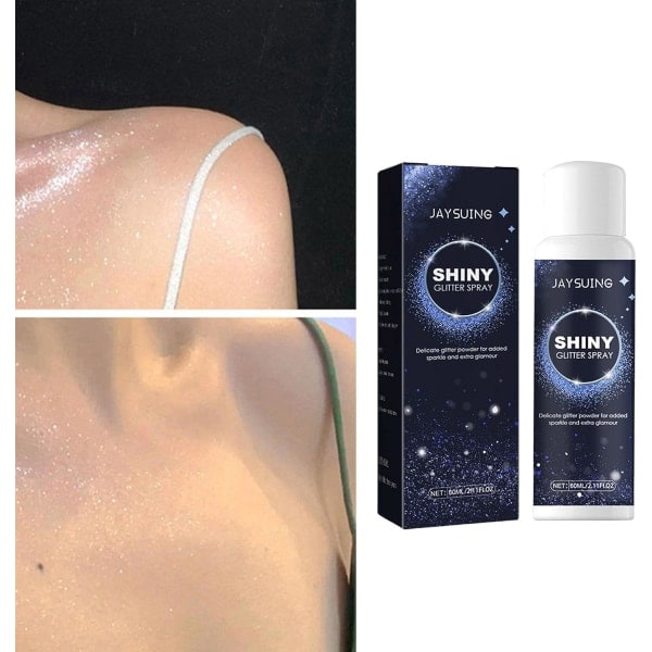 2-pack Glitterspray 60ml - Tillfällig glitterspray för hår och kropp  Lätt kroppssminkglitter med gnistrande skimrande glöd