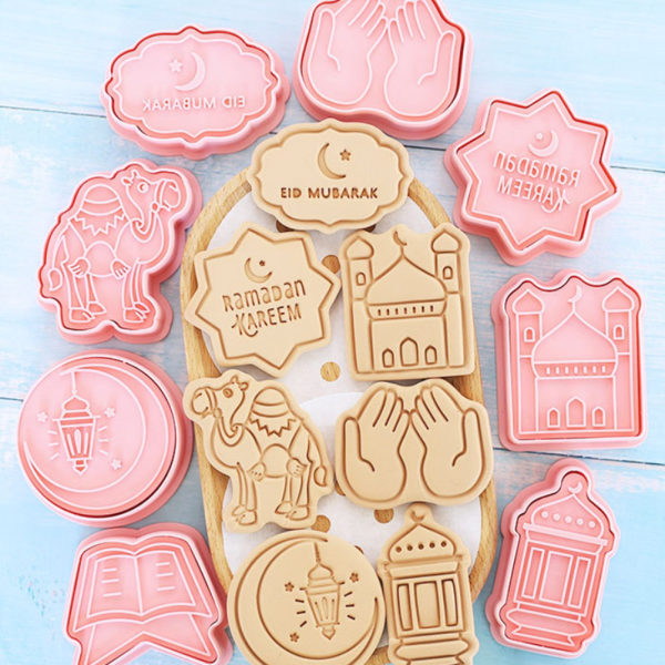 8 st Eid Biscuit Mould DIY  Cutter 3D  Molds för Fondant Cake