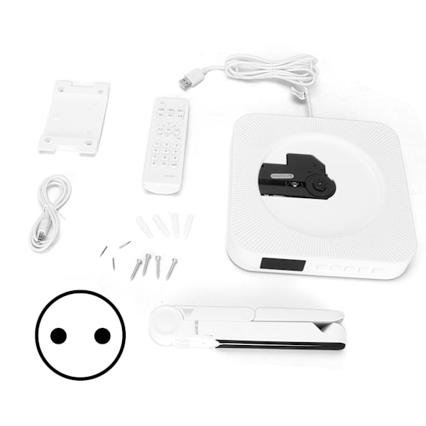 KC809 Väggmonterad CD-spelare Portabel Fjärrkontroll Bluetooth Musikspelare med LED-Skärm EU