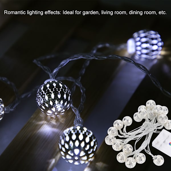2,5 m 20 LED-boll ljusslinga för sovrum gräsmatta landskap