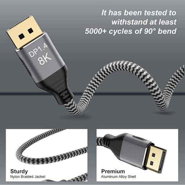 HD Display Kabel DP 1.4 8K vid 60Hz Dator Notebook TV Adapter Kabel 7680x4320 Upplösning A02041.5 Meter
