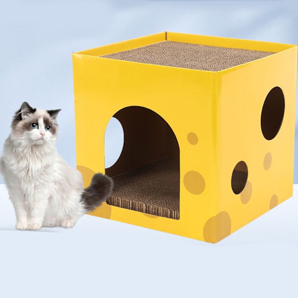 Kattklös Hus i Form av Ost Kartong Kattklösbräda Hus Intressant Kattgömställe för Vila och Lek