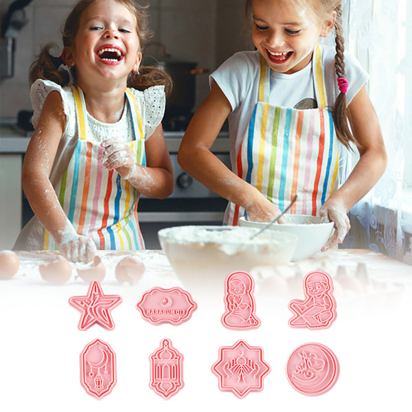Eid Mubarak  Cutters Set 3D Ramadan Stämpel Biscuit Cutters för