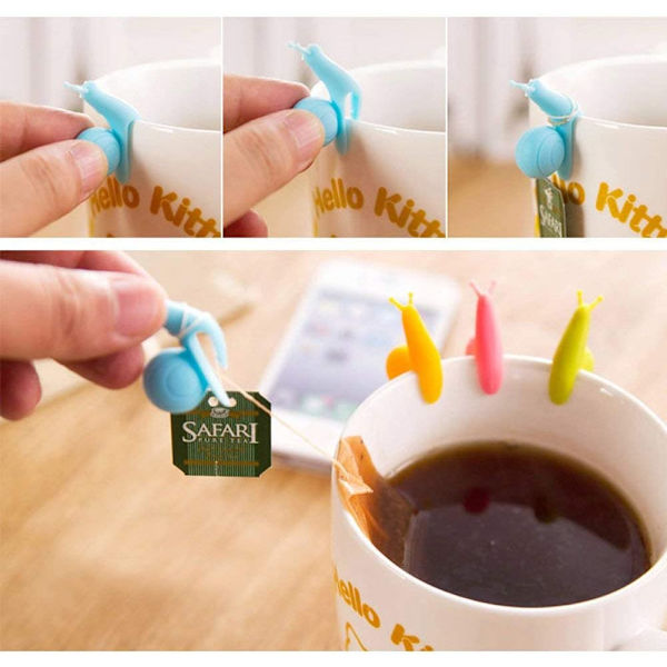 10 st söta snigelformade silikon tepåsehållare mugg mugg godis