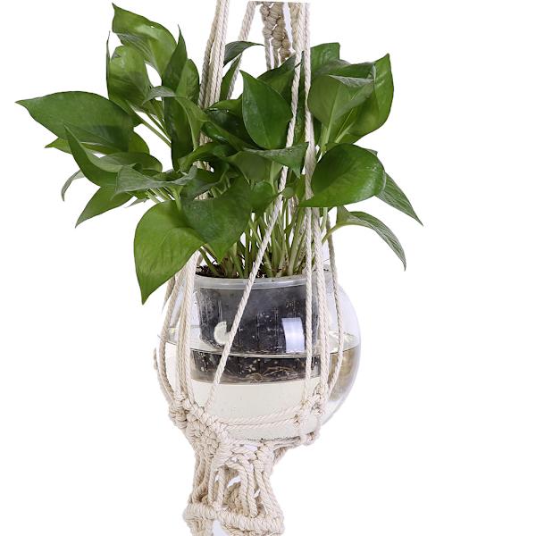 Handgjord gobeläng Makramé vävd vägg hängande korg blomkruka