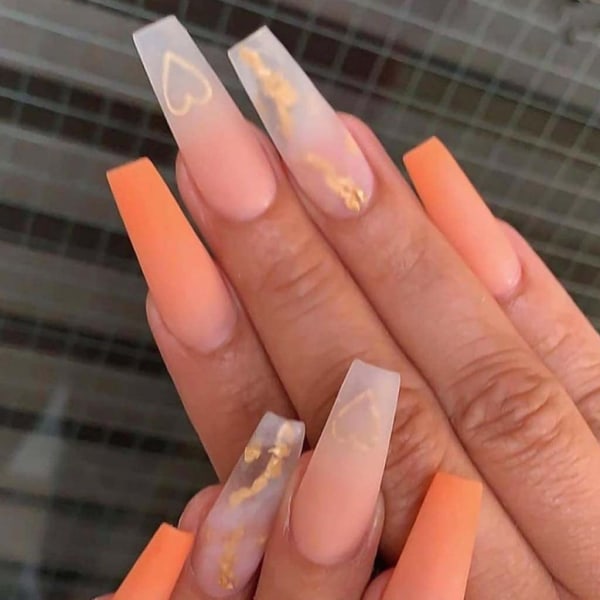 Tryck på naglar Långa akrylnaglar Kista Fake Nails Matta Naglar