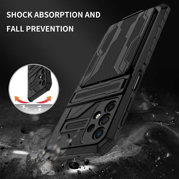 Samsung A32 5G Stöttåligt Skal Kickstand & Kortfack ThinArmor V3 Svart