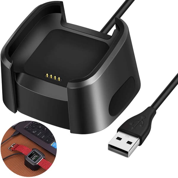 Laddningskabel Kompatibel med Versa Lite Laddare, Ersättnings USB Adapterkabel för Fitbit Versa Smartklocka