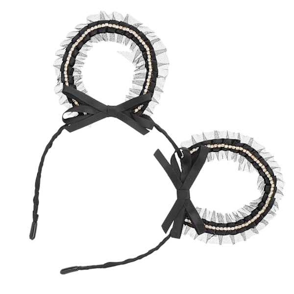Sött ihåligt diadem med kattöron svart spets damhåraccessoar för Halloweenfest CosplayRound