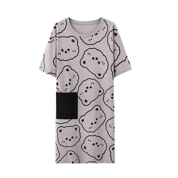 Pyjamas Sommar Par Matchande Sovkläder Casual Stil Nattlinne med Tecknat Mönster för Tonåringar Grå L