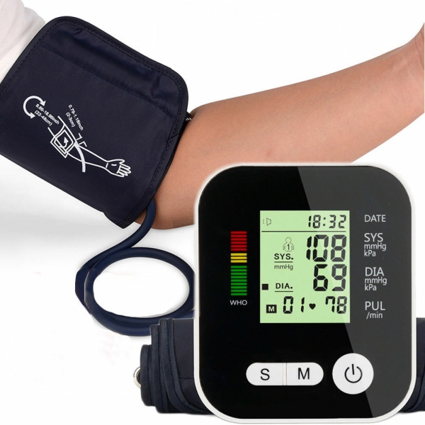 Blodtrycksmätare för överarm, maskin digital automatisk