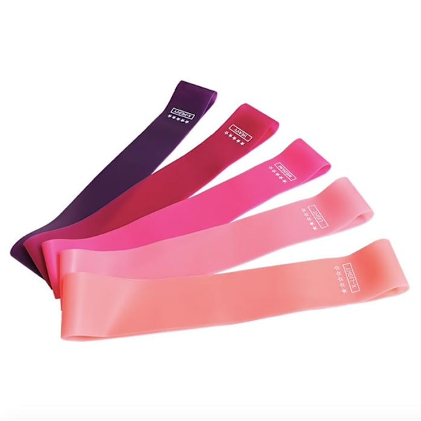 5-pack Träningsband, Motståndsband, yoga, rehab Rosa one size