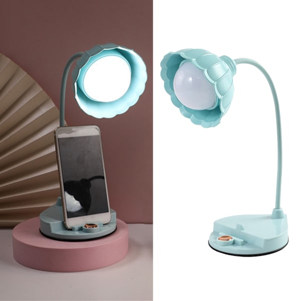 LED-läslampa i plast, blomformad, touch-känslig, USB-laddning, hopfällbar bordslampa för sovrum och sovsal