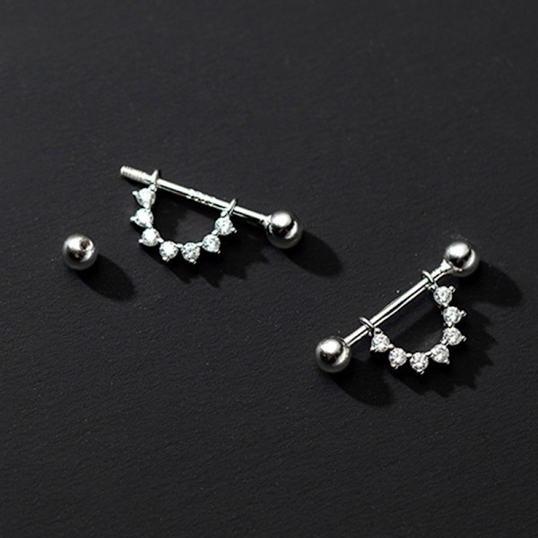 Halvcirkelformade Triangel Geometric Hoop Örhängen Helix Brosk P White