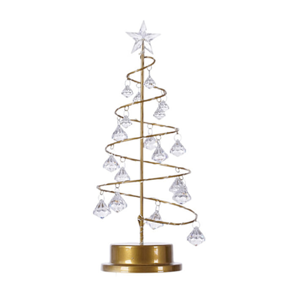 Jul Kristall Trä Lampa Akryl Kristall Hänge Jul Dekorativ Skrivbordslampa för Sovrum