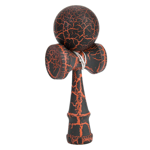 Crack Paint Kendama Boll Färdighetsjongleringsspel Boll Japansk Traditionell Leksak (svart & orange)