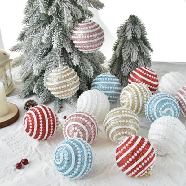 4-Pcs Set Glitter Christmas Tree Decor, 8mm Sequin Balls for