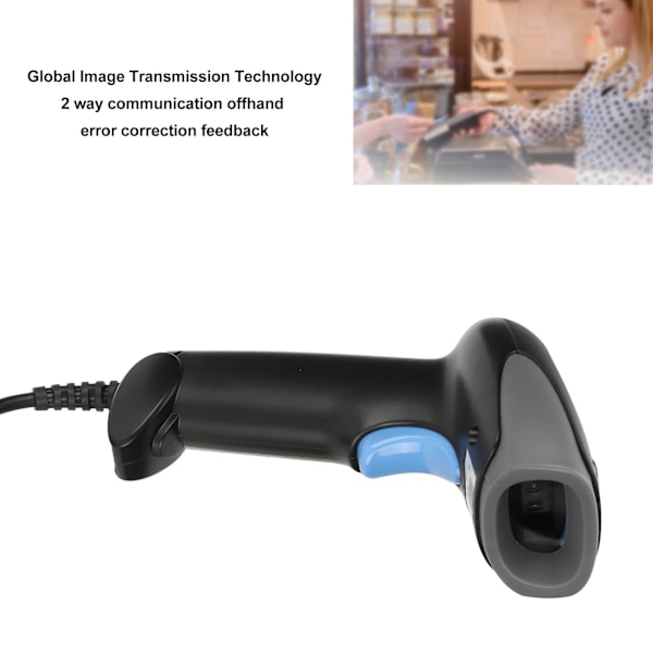 Streckkodsläsare USB Generell Global Bildöverföring IP54 Dammtät Vattentät Ergonomisk QR-streckkodsläsare