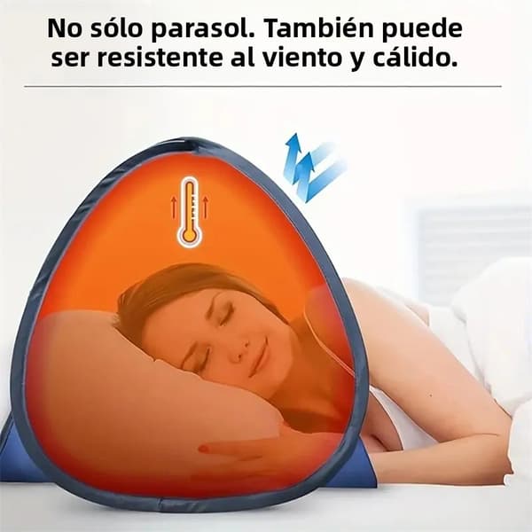 Mini strandtält med huvudkudde, UV-paraply, bärbart