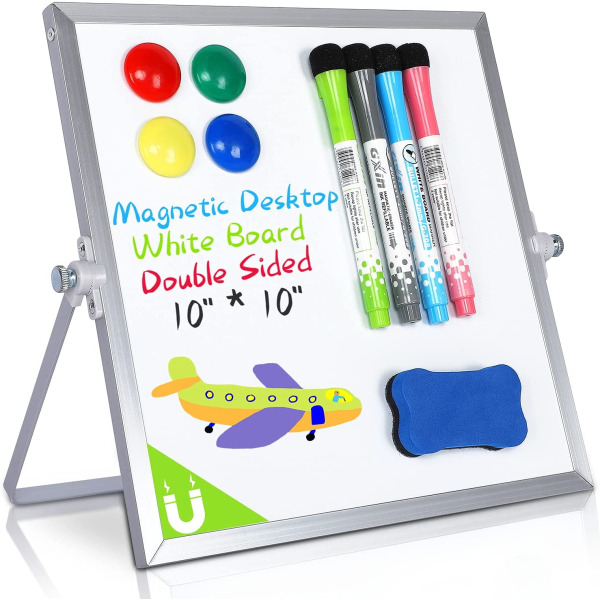 Magnetic Desktop Dry Erase White Board, 10"X10"- Dubbel sida