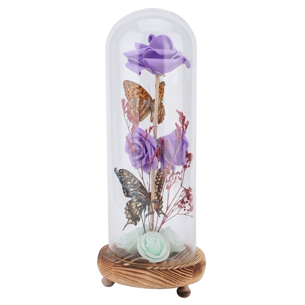 Blomma LED-lampa med glaskupa bas Valentinsdag bröllop