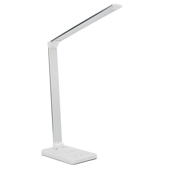 LED-skrivbordslampa 5 nivåer Touch Control USB Ögonskydd Vit Trådlös laddning Bordslampa för studenter Hem Kontor