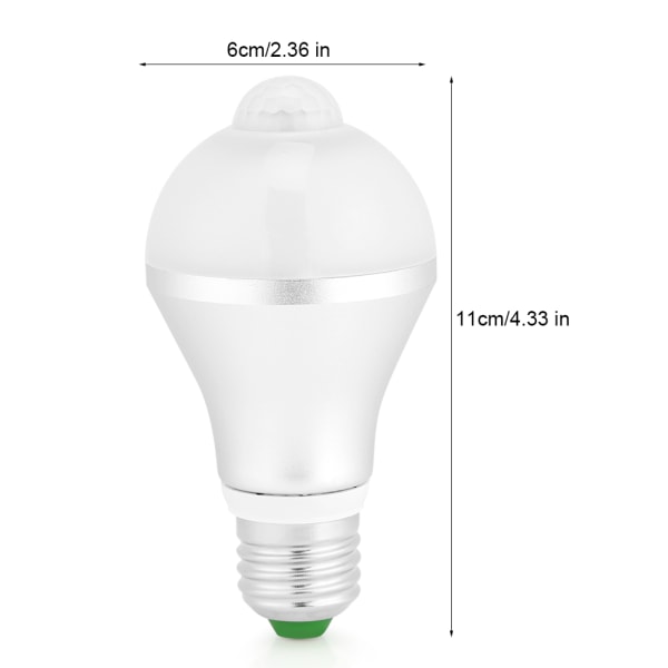 PIR Infraröd Automatisk Rörelsesensor LED-lampa Glödlampa för
