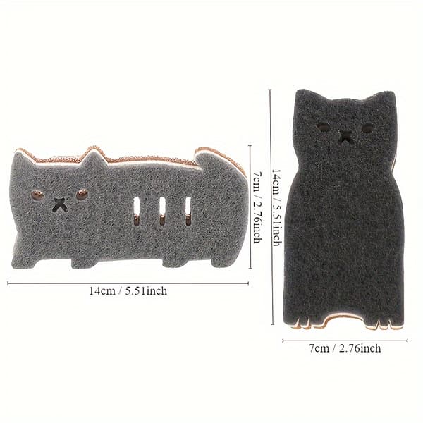 4-pack söt kattsvamp för köket - Tjocka, hållbara disk- och rengöringsverktyg, 4-delars set