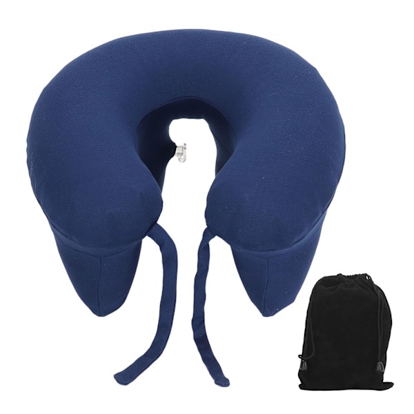 Dreamscape Resekudde, Ergonomiskt Nackstöd i Memory Foam, Mjukt Tvättbart Överdrag i Mjölksilke, Uppblåsbar Design för Hygien, Inkluderar Ögonmask för Avskildhet