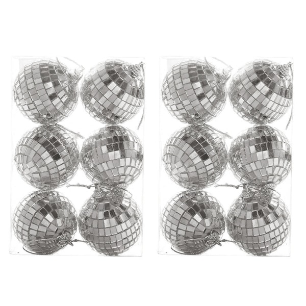 Silver Disco Reflective Mirror Xmas Balls Easy to Hang for