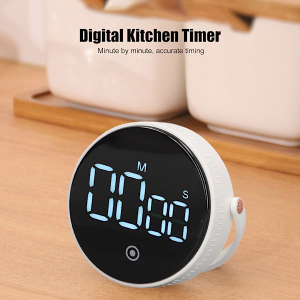 Digital Köktimer Magnetisk Stor LED-Skärm Barn Klassrum Nedräkning Justerbar Volym för Matlagning Fitness Vit