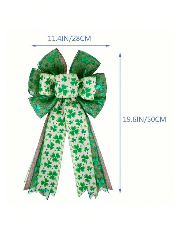 St Patrick's Day Shamrock-rosett, glitterband, grön
